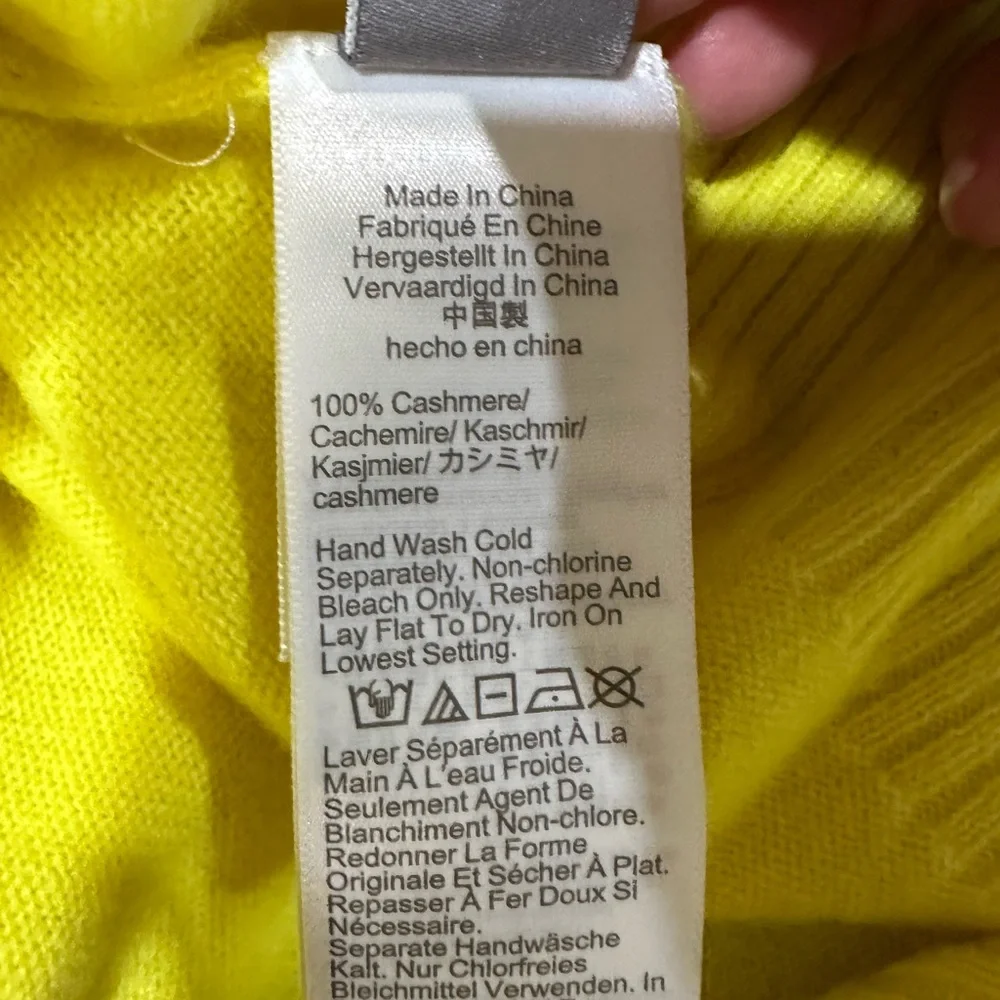 J. Crew Cropped 100% cashmere crew-neck sweater Size M Lemon Sorbet color - Picture 10 of 10